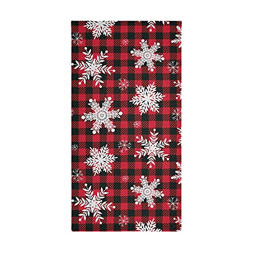Christmas Snowflake Red Buffalo Check Plaid Hand Bath Towel Highly Absorbent Soft Hanging Towels Winter Holiday Snow Snowman Xmas Rustic Kitchen Dish Towel Set Washcloth 2Pcs #TOP3