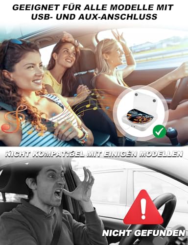 Auto CD Player Laufwerk mit USB-Anschluss - Extern Universal CD Player für Auto PKW LKW, Extra USB-Verlängerungskabel, Externes CD Laufwerk für Laptop, PC, Fernseher, kompatibel mit Android Autoradio