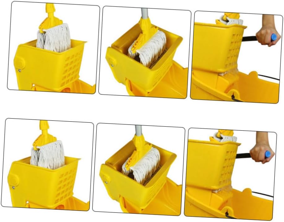Mop Bucket Side Press for Easy Wringing Construction Yellow for Commercial Cleaning Wheels