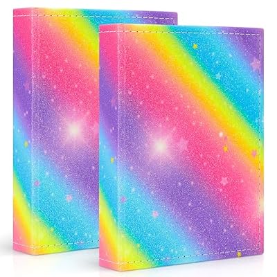 FIODAY 2 Pack Photo Album 4x6 Small Glitter Photo Books for Kids, Each Mini Albums Holds 52 Photos, Faux Leather 4x6 Photo Albums, Portable Baby Photo Albums
