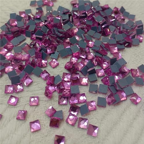 Finstone Rhinestones hotfix,Iron on Rhinestones (Pink, Square 5 x 5 mm,1000 pcs/pkg)