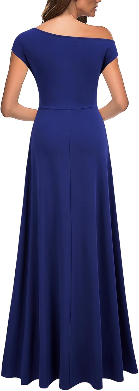 MUSHARE Women's One Shoulder Formal Dress Sexy Split Party Long Cocktail Dresses - Image 2