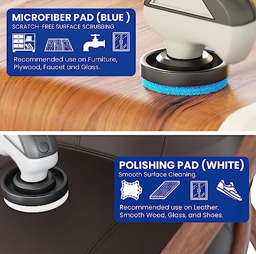 Power Scrubber Scour Replacement Pads Compatible with Dremel Versa 8 PCS (2 Brown Heavy Duty Pad, 2 Green Kitchen Pad, 2 Blue Microfiber Pad, 2 White Polishing Pad) - Thumbnail 3
