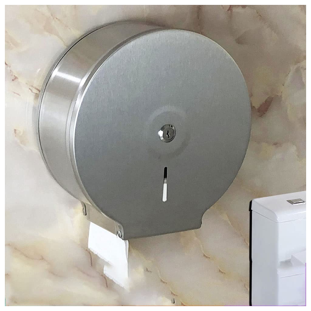 Caja Dispensadora de Pañuelos Dispensador de toallas de papel comercial montado en la pared, dispensador extra grande del papel higiénico, acero inoxidable para uso comercial o doméstico con una llave