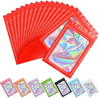 Artcut 100 PCS Mylar Bags, Resealable Foil Holographic Bags, Smell Proof Baggies Sample Bags for Spice, Food, Flour, Sweets Packaging, Heat Seal Bags (White, 2.4*3.9inch)