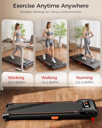 Image of Walking Pad with Incline,XBD Under Desk Treadmill for Home Small Office,2.5HP Low Noise Portable Treadmill with 330 Lbs Capacity,Remote Control and LED Display