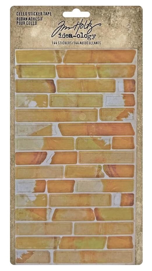 Tim Holtz Cello Adhesive Tape, 2 Packages, 288 Stickers, Carnora Storage Pocket, Mixed