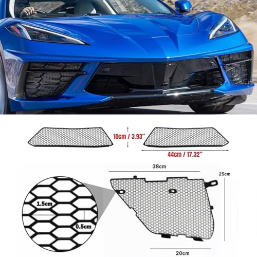Image of 4Pcs Black Upgraded Front Outer & Inner Radiator Guard,Body Bumper OEM Style Front Outer Grill Guard Car Grille Vents Insert Mesh Set for Corvette C8 Stingray Z51 Convertible /HTC 2020-2026