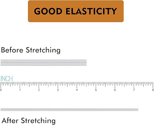 Miniatura 5 de Lydia's Deal Cordón elástico de 18 de pulgada (0.118 in) x 50 yardas, bandas elásticas para tejer, costura, manualidades, banda para las orejas,