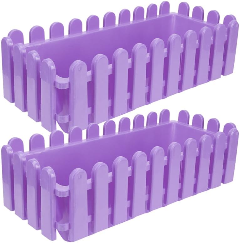 2pcs Rectangular Planter Box for Outdoor Plants Decorative Container for Patio Garden Vegetable Herb Planting for Fencing and Railings