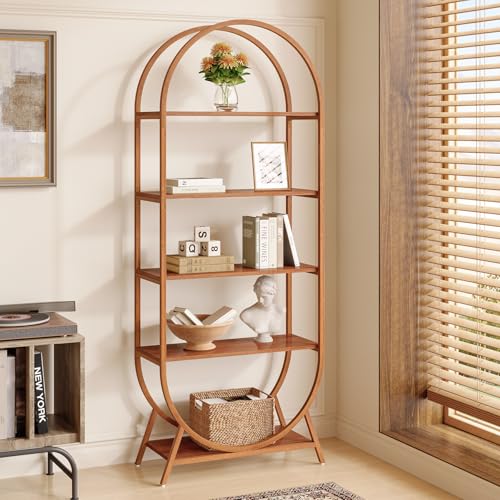 Tribesigns Bookshelf 5-Tier Arched Bookcase, 70.8' Tall Modern Open Book Shelves, Storage Shelves with Metal Frame, Freestanding Display Rack for Living Room, Bedroom, Office
