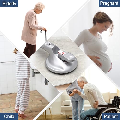 DAILYLIFE Shower Grab Bar for Bathtubs and Showers, 17 inch Heavy Duty Shower Handle with Strong Suction Cup, 300lbs Safety Shower Handrails for Seniors and Elderly, Silver - Thumbnail 7