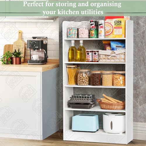 Image of ABOUT SPACE Bookshelf for Home - 5 Tier Books Rack for Study Room Multipurpose Open Shelf for Home, Office, School Engineered Wood Book Organizer Shelf (White - L 62.5 x B 23.5 x H 131 cm)