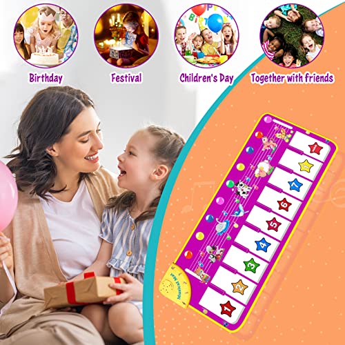 Piano Mat 39'' x 14'' Toddler Musical Mats Kids Floor Piano Keyboard Mat with 24 Music Sounds Early Education Musical Toys Gift for Toddlers Girls Boys