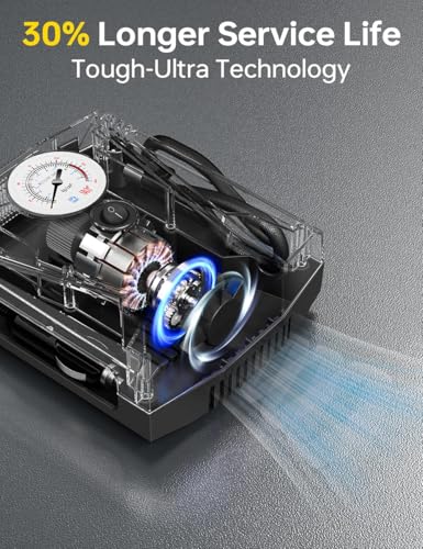 Image of Portable Digital Tire Inflator Air Compressor with LED Display, 150 PSI Rechargeable Cordless Air Pump,Pressure Inflator for Car & Sports Balls Multiple Nozzles and USB Charging Cable (BIG PUMP NEW)