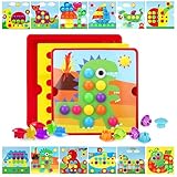 💙【Jouets éducatifs pour l'âge préscolaire】Pour enfant jeu d'encastrement à partir de 2,peuvent améliorer leur coordination œil-main et leur motricité fine grâce aux jouets artistiques avec jeu d'encastrement mosaïque, leur concentration grâce aux jeux et s'amuser en apprenant.