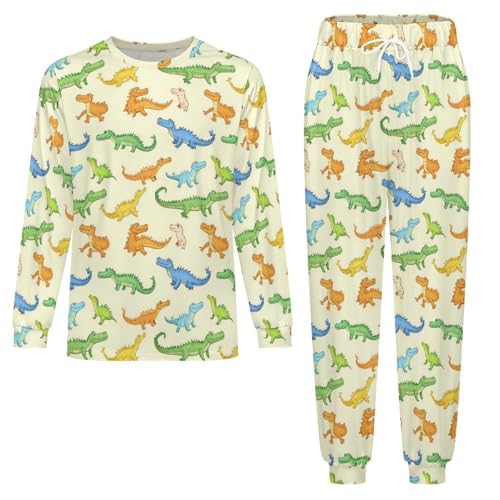 Crocodile Animal Men’s Pajama Set Long Sleeve Top And Pants Loungewear Sleepwear Pjs Nightwear3