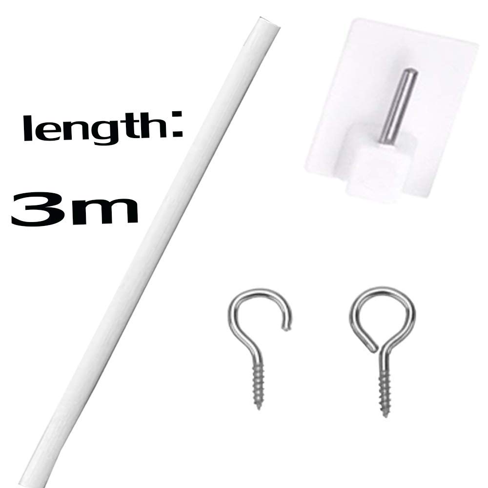 Vorhangdraht Set – 13 Meter Draht, 13 Haken & Ösen Inklusive – Für Flexible Vorhanglösungen