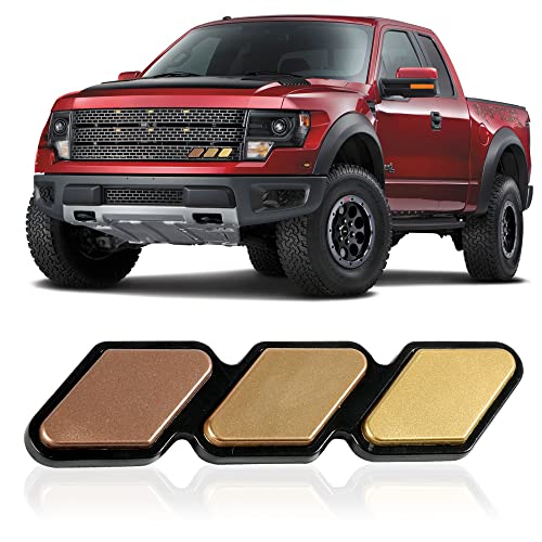 Image of Tri-Color Grille Badge Emblem Decoration Accessories,Tri Color Grille Badge Emblem Classic Retro Accessories,Compatible with Toyota 4Runner Tacoma Tundra and Other Mesh or Slotted Grille (Gold)