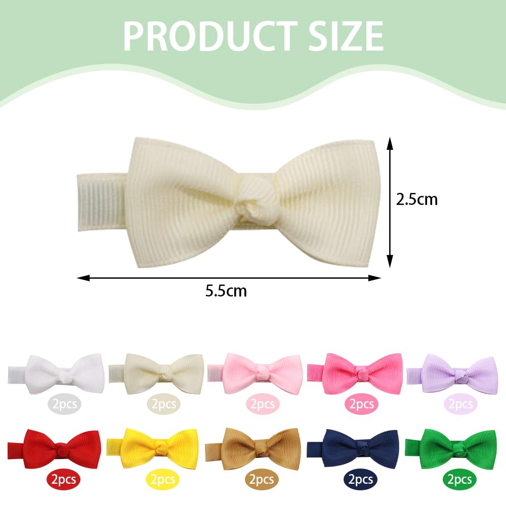 TRKETK 20 Pcs Bow Hair Clips Boutique Mini Hair Clips Grosgrain Ribbon Soft Ribbon Small Non-Slip Snap Hairpin Accessories Multicolor for Fine Women and Teenagers (10 Colors) - Image 2