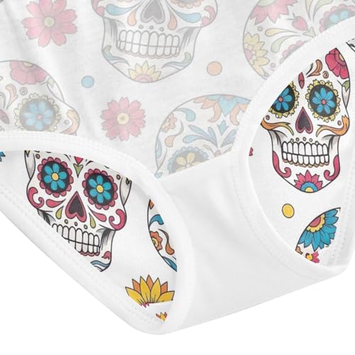 Kids Underwear Girls, Colorful Skulls Floral Toddler Panties, Cotton Underwear for Girls, 2T–8 Years4