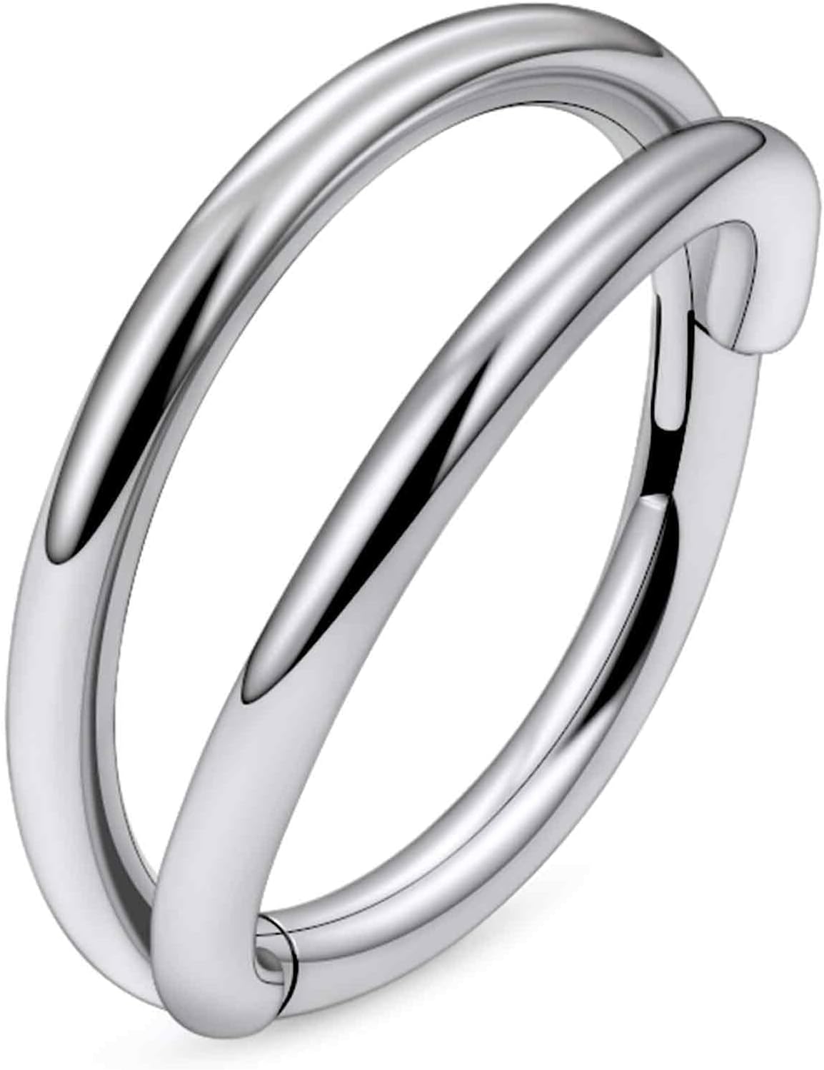 Ruifan 20G 18G 16G Titanium Nose Rings Hoops for Women Double Open Stack CZ Clicker Hinged Septum Nose Ring Lip Helix Cartilage Hoop Earring Daith Rook Conch Body Piercing Jewelry for Women