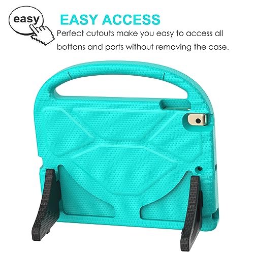 Image of Suplik iPad 9.7 inch 2018(Gen 6) / 2017(Gen 5) Case for Kids Duable Shockproof Protective Handle Bumper Stand Cover with Screen Protector for 9.7 inch iPad 5 /6,Air 1 /2,Pro 9.7, Teal
