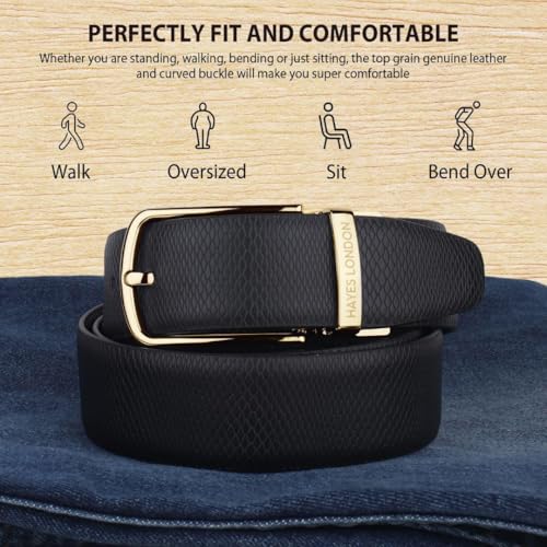 Image of HAYES LONDON Belts for Men Leather Original - Belt for Men Formal with Classic Design, Durable and Italian Reversible Men's Belts for All Occasions