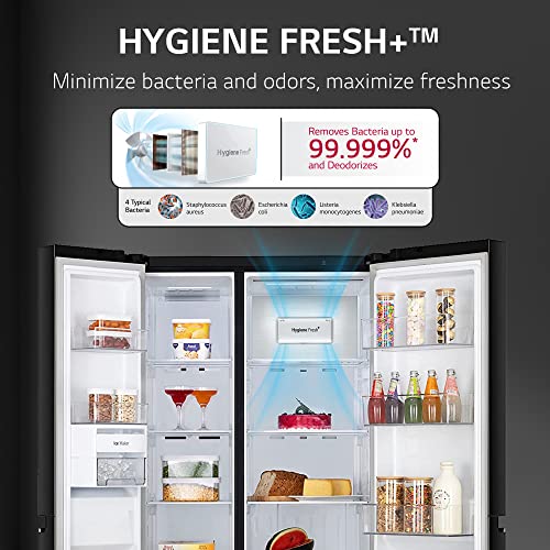 Image of LG 655 L Frost-Free Inverter Wi-Fi Side-By-Side Refrigerator (, Gl-B257Dbmx, Black Glass, Door Cooling+ With Hygiene Fresh, No Rating)