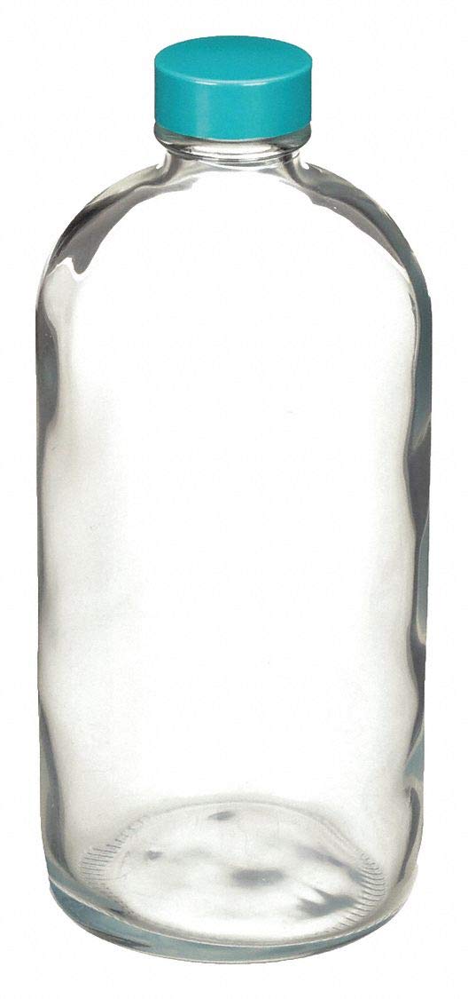 Qorpak GLC-01151 Boston Round Bottle with 24-400 Green Thermoset F217 and PTFE Lined Cap, 240 mL, Clear (Pack of 24)
