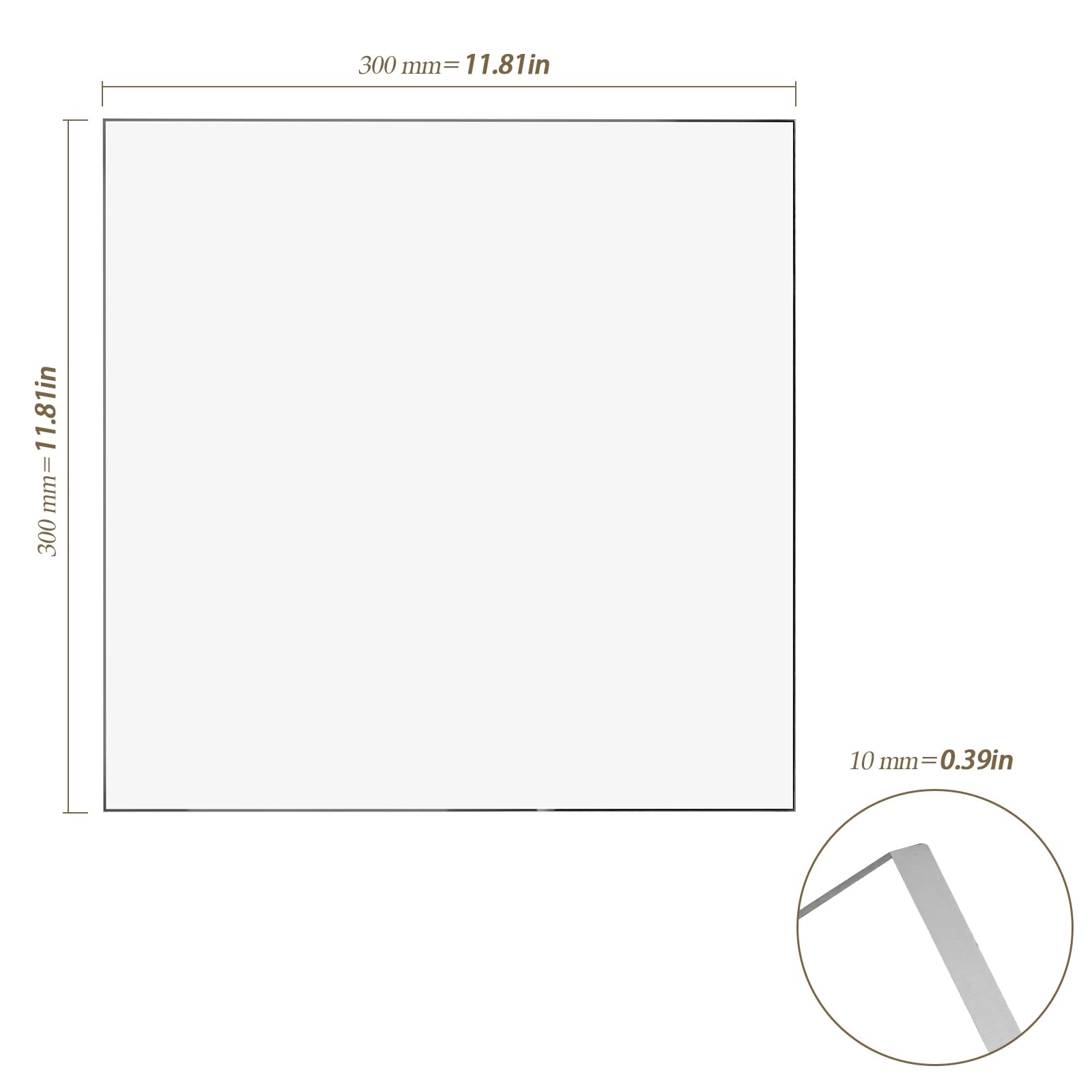 Foglio di Perspex trasparente, 300 x 300 mm, spessore 10 mm, acrilico resistente per cornici, pittura, progetti espositivi