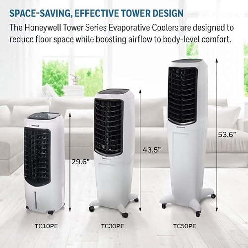 Honeywell Indoor Portable Evaporative Tower Air Cooler With Fan & Humidifier, Washable Dust Filter & Remote Control, Tc30Peu, White  #TOP1