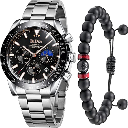 Herren Uhren Chronographen Analog Quarz Uhren Männer Armbanduhr Coole Uhren Edelstahl wasserdichte Männer Handgelenk Uhren Date Luminous Handgelenk Uhr für Männer Fashion Business Casual Uhr Cover