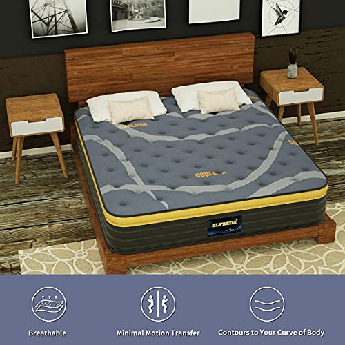 Elfreda E062_SQ Short Queen Mattress, Rv Mattress 12 Inch Pillow Top Pocket Spring Hybrid Mattress thumb #3
