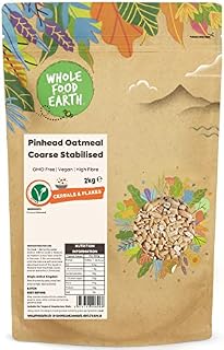 Wholefood Earth Pinhead Oatmeal Coarse Stabilised 2kg | GMO Free | Vegan | High Fibre