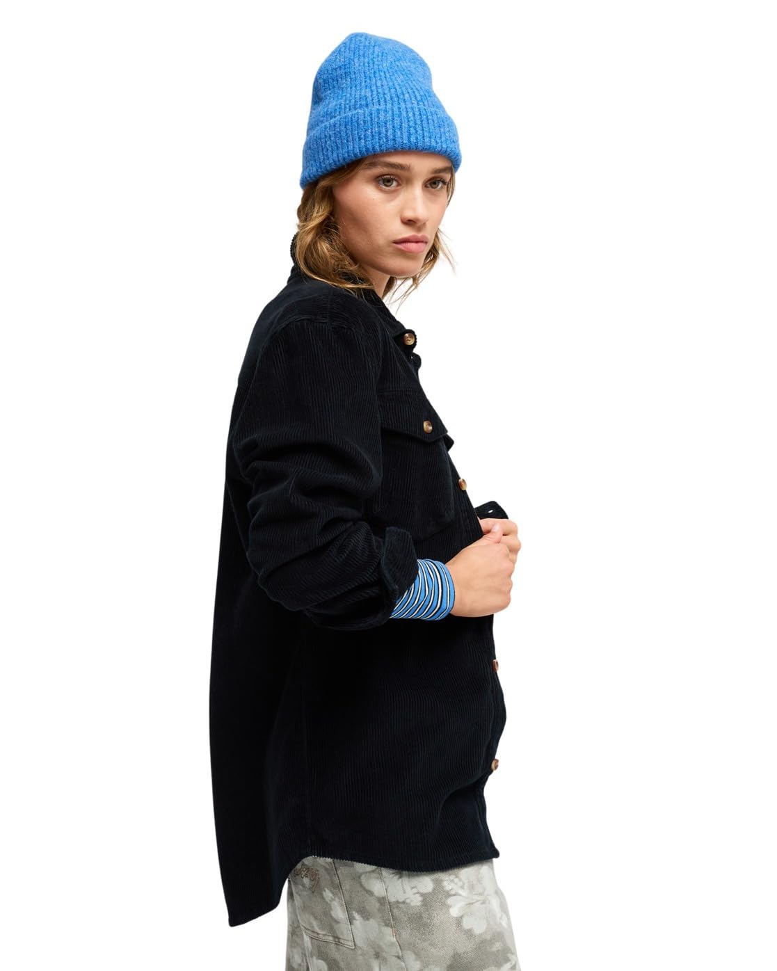 Roxy Let It Go Cord - Camisa de Pana con Manga Larga - Mujer - Negro.