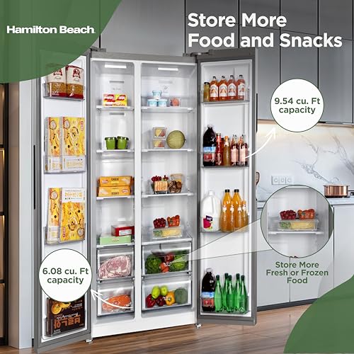 Hamilton Beach HBF1558 15.6 cu ft Counter Depth Full Size Refrigerator, Side Doors, Stainless - Image 7