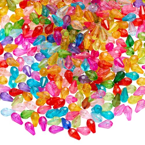 LEGENTLISUR 480-500 cuentas de cristal de lágrima para hacer joyas, cuentas facetadas acrílicas transparentes a granel para pulseras, collares, aretes, manualidades