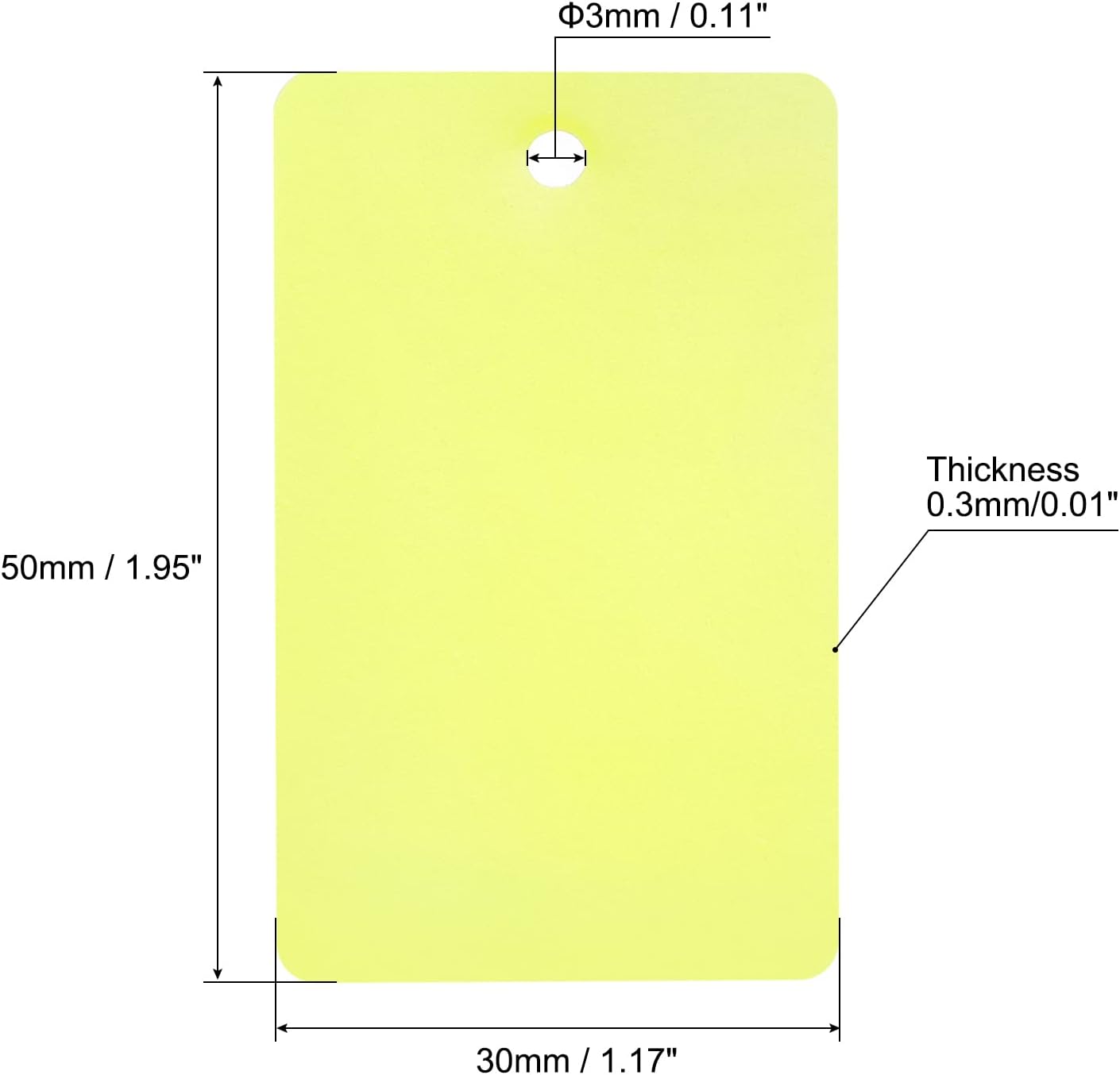 MECCANIXITY Blank Waterproof Eyelet Hole Plastic Shipping Tags, for Product Identification Tags, Valve Marking, Outdoor Tagging,1.2 x 2 Inch Yellow Pack of 50