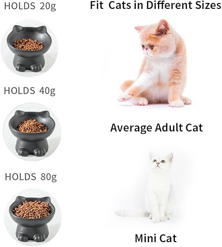 Miniatura 2 de Nihow Cuencos elevados inclinados para gatos cuenco elevado de cerámica de 5 pulgadas para proteger la columna vertebral de las mascotas, apto para