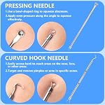 5PCS Blackhead Remover Comedone Extractor Kit - Professional Stainless Steel Tools for Pimple, Acne, and Blemish Removal - Curved Tweezers Included - Image 3
