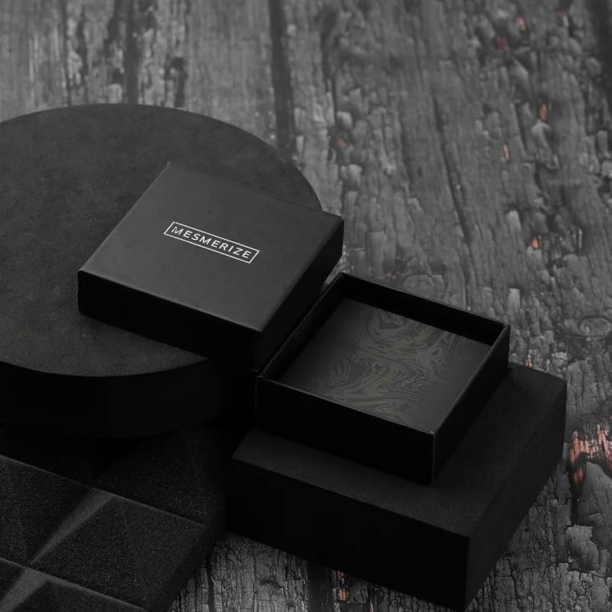 Men's Textured Vegan Leather Inlay Necklace, Minimalist Style