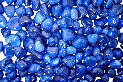 Image of Blue Onyx Pebbles for Decoration - Pebbles Stones for Fish Tank Aquarium, Fountain, Table Decor - Decorative Stones and Pebbles for Home /Garden Decor (2.9 Kgs, Blue Onyx)