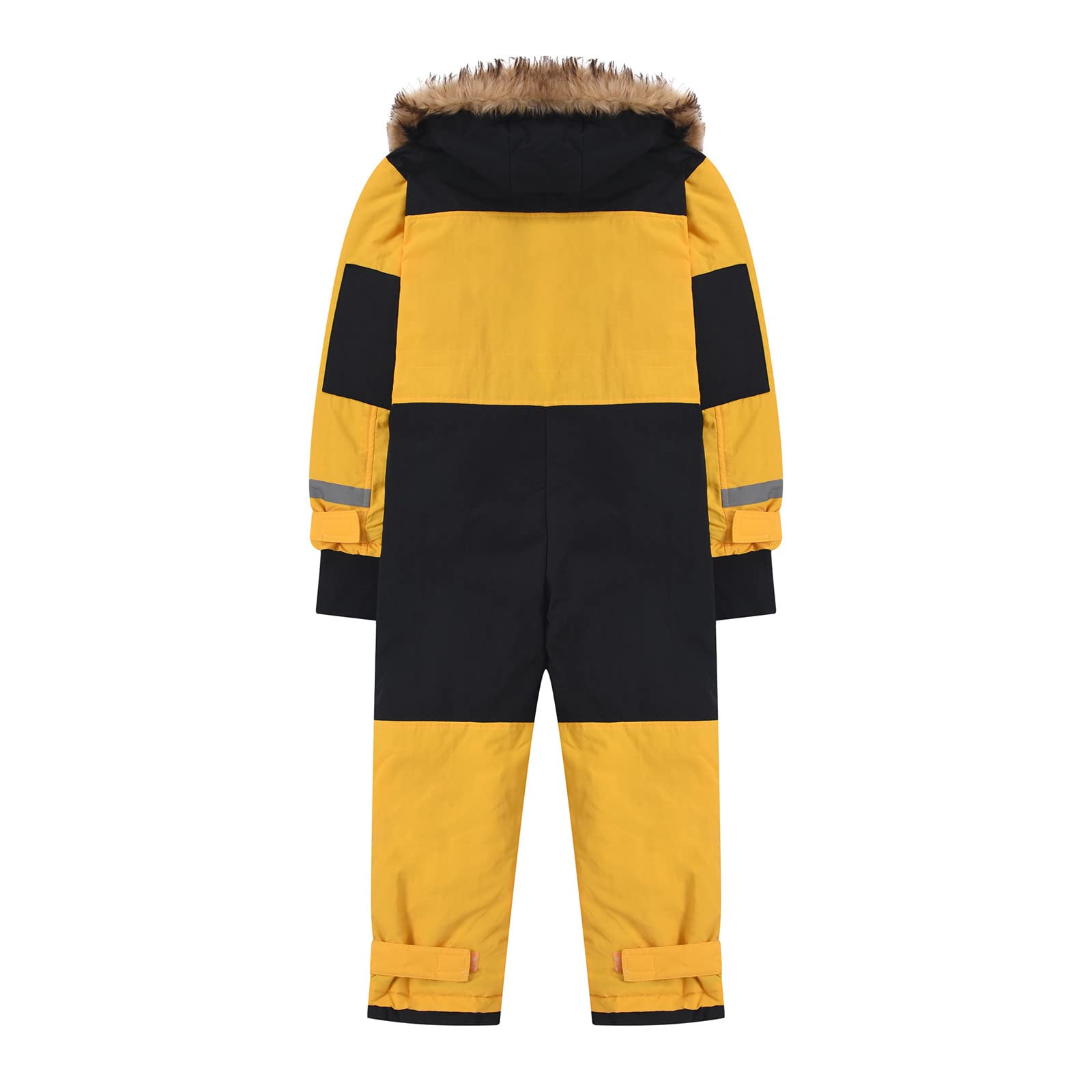 NZYIHAO Traje de nieve para niños, traje de esquí de una pieza, chaqueta de esquí con capucha, impermeable, chaqueta de invierno, cálido, resistente al viento, mono de esquí para niños/niñas, mono de