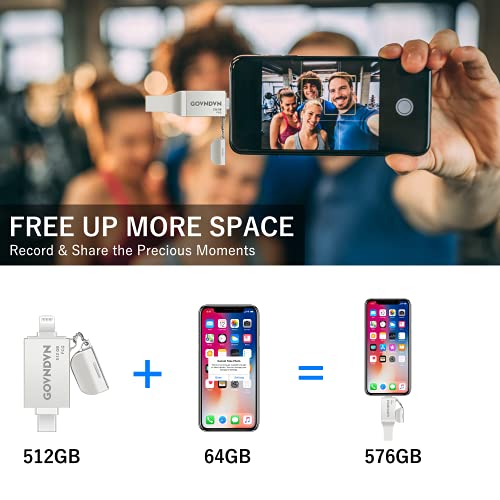 Govndvn Mfi Certified 512Gb Iphone Photo-Stick-Storage Iphone-Memory-Flash Drive Photo-Storage-Thumb-Drive Video Usb C Lightning Backup Stick Ipad Memory Storage Device Back Up Photo Save For Mac Ipad #TOP6