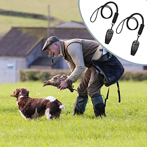 vsshe Hundepfeife,2 Stück Trainingspfeife 2 in 1 Hundeklicker und Pfeife Hunde Clicker Set mit 2 Pfeifenriemen Pfeife für Hunde Hundeerziehung Für Outdoor Camping Sport Hunde Clickertraining (Seil A)