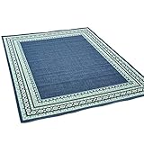 Christopher Knight Home Darleen Outdoor Border 5 x 8 Area Rug, Navy/Green