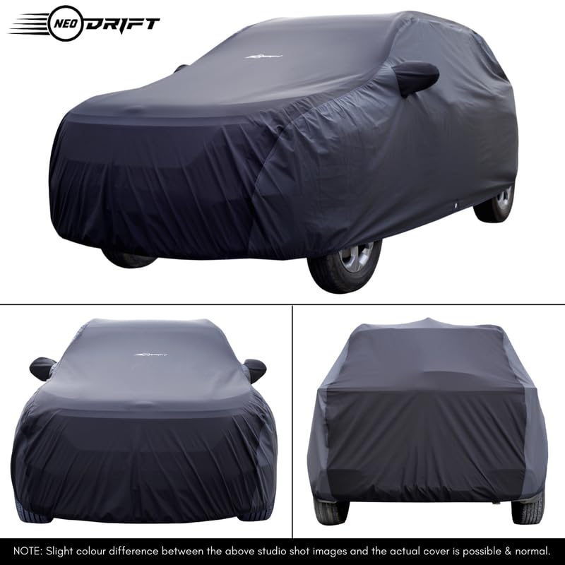 Image of NEODRIFT 'SuperTech' Car Cover for Toyota Altis (All Weather Protection, 100% Water-Resistant, Tailored Fit, Multi-Layered & Breathable Fabric) (Colour: Black+D.Grey)