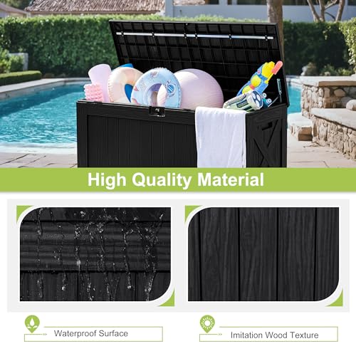 image for Greesum 120 Gallon Deck Box, Resin Outdoor Storage Container for Patio