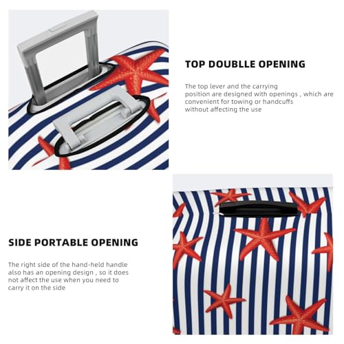 Starfish Navy Blue Stripe For Travel Luggage Cover Suitcase Protector Fits 18-32 Inch Travel Luggage Protector Elastic Luggage Anti-Scratch Suitcase Cover3
